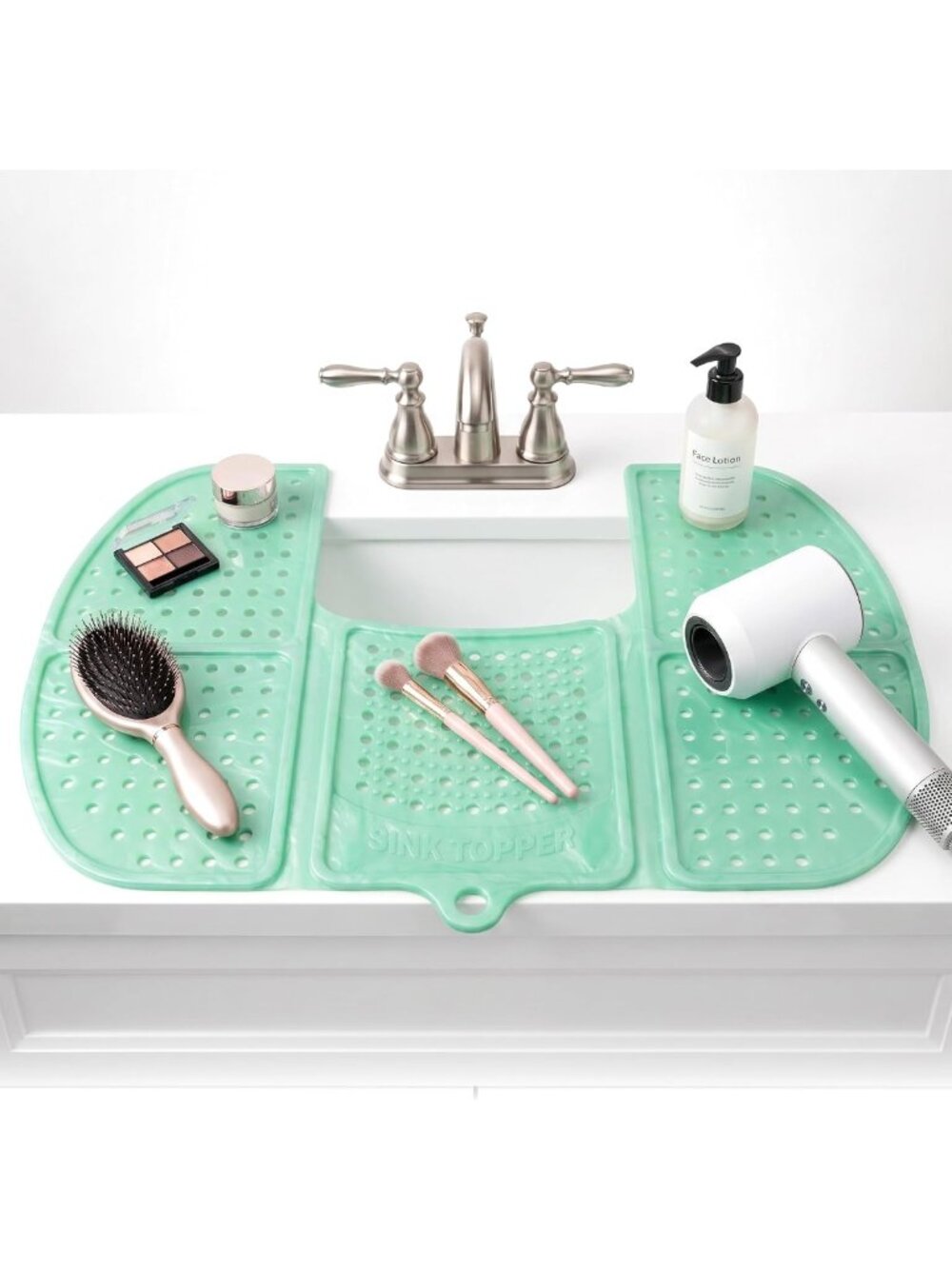 Foldable Silicone Bathroom Counter Mat & Storage Saver for Hot Tools & Makeup